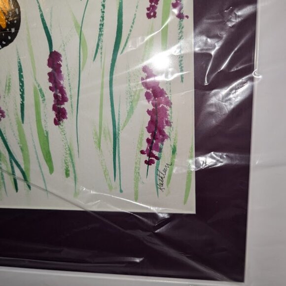 Original Watercolor Painting Monarch Butterfly on Lavender Kentucky Framed 18x22 - Picture 6 of 6